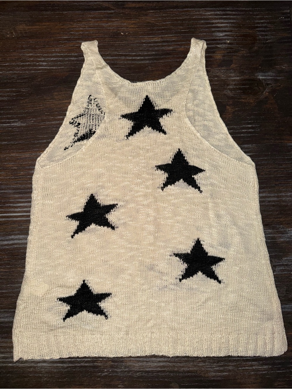 Cream & Black Star Sweater Knit Tank Top – Size Small - NWOT